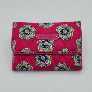 Vera Bradley Euro Wallet in Pink Swirls Flowers Card Holder Small Travel